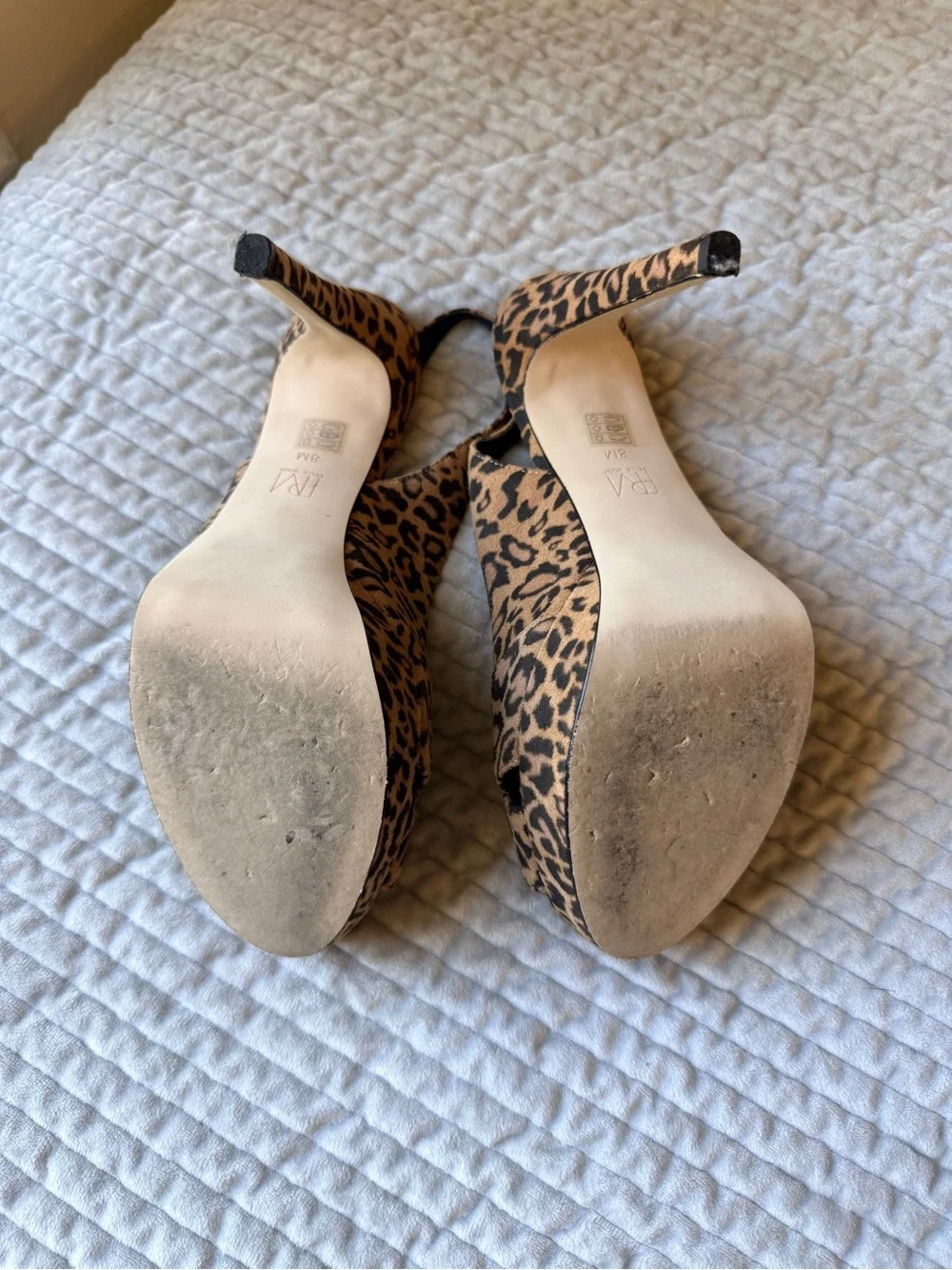 Pelle Moda Leopard Print Slingback Peep-Toe Heels - Tan/Black